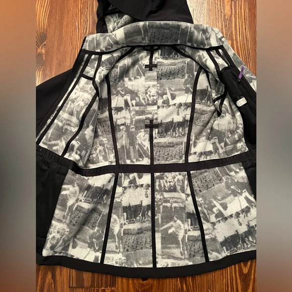 LULULEMON ATHLETICA Black Coat Fleece Lined Hood Cinch Waist Pockets Rain Proof - Picture 7 of 10